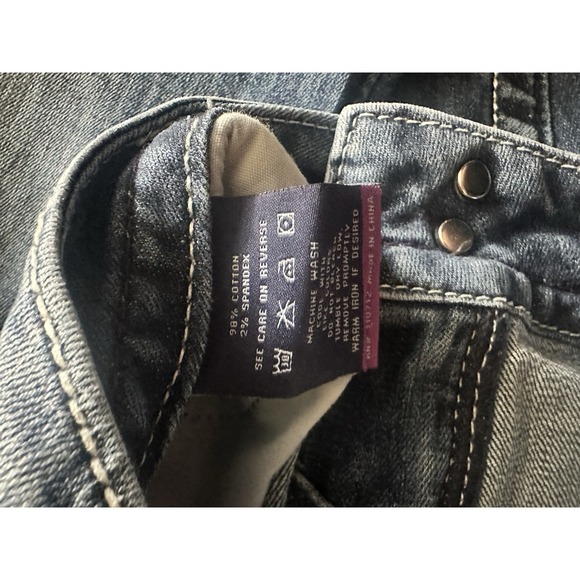 Vigoss The Chelsea Slim Boot 7/8 33 Long Denim Jeans Medium Wash Distressed - Picture 11 of 16